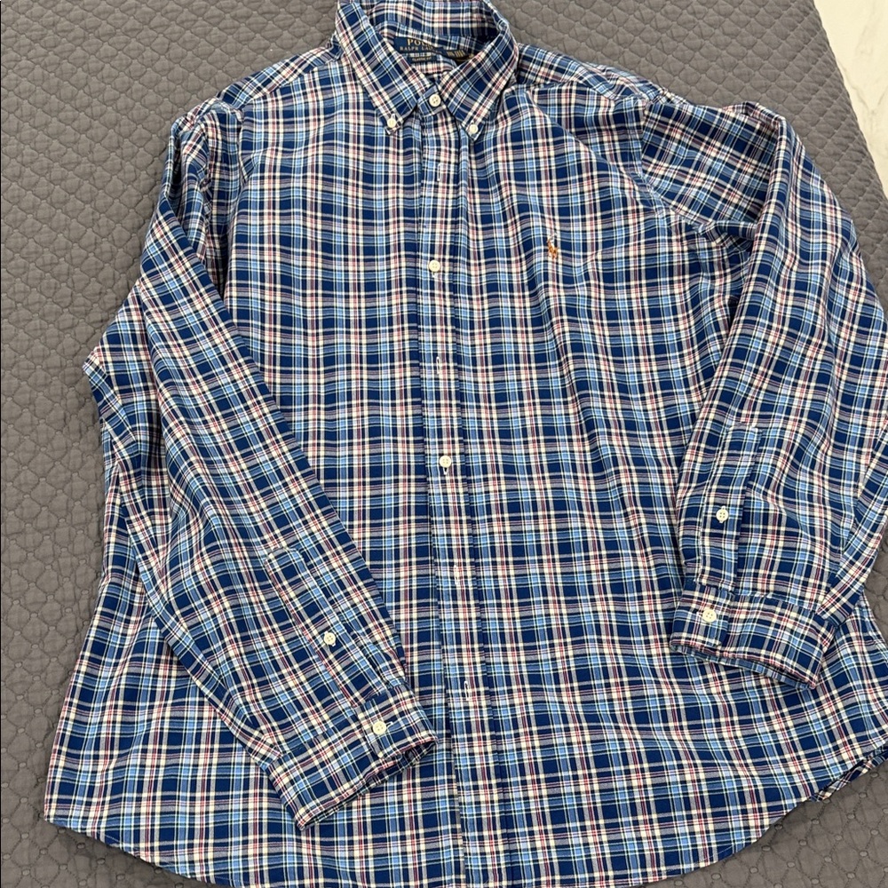 Polo Ralph Lauren Blue and White Plaid Shirt